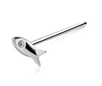 Fish Shaped Silver Straight Nose Stud NSKA-85